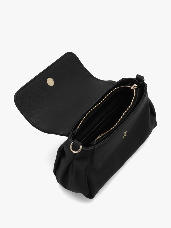 Dea Nero Front Flap Shoulder Bag