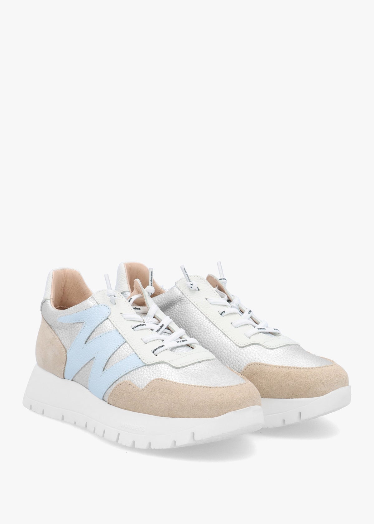 Odisei Beige Platino Metallic Leather & Suede Trainers
