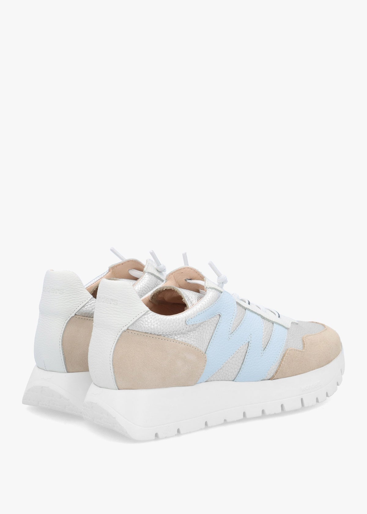 Odisei Beige Platino Metallic Leather & Suede Trainers