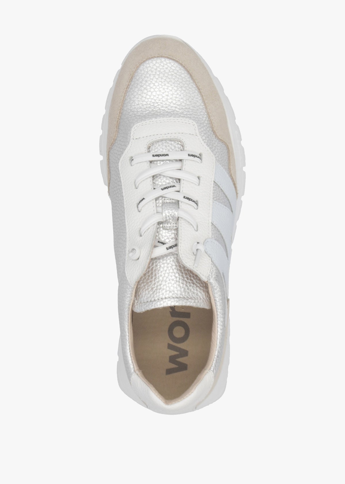 Odisei Beige Platino Metallic Leather & Suede Trainers