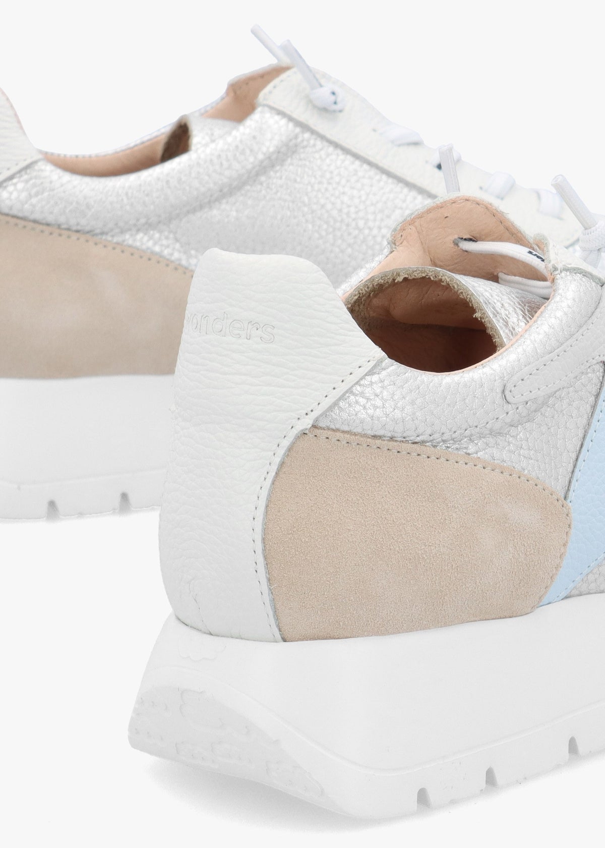 Odisei Beige Platino Metallic Leather & Suede Trainers