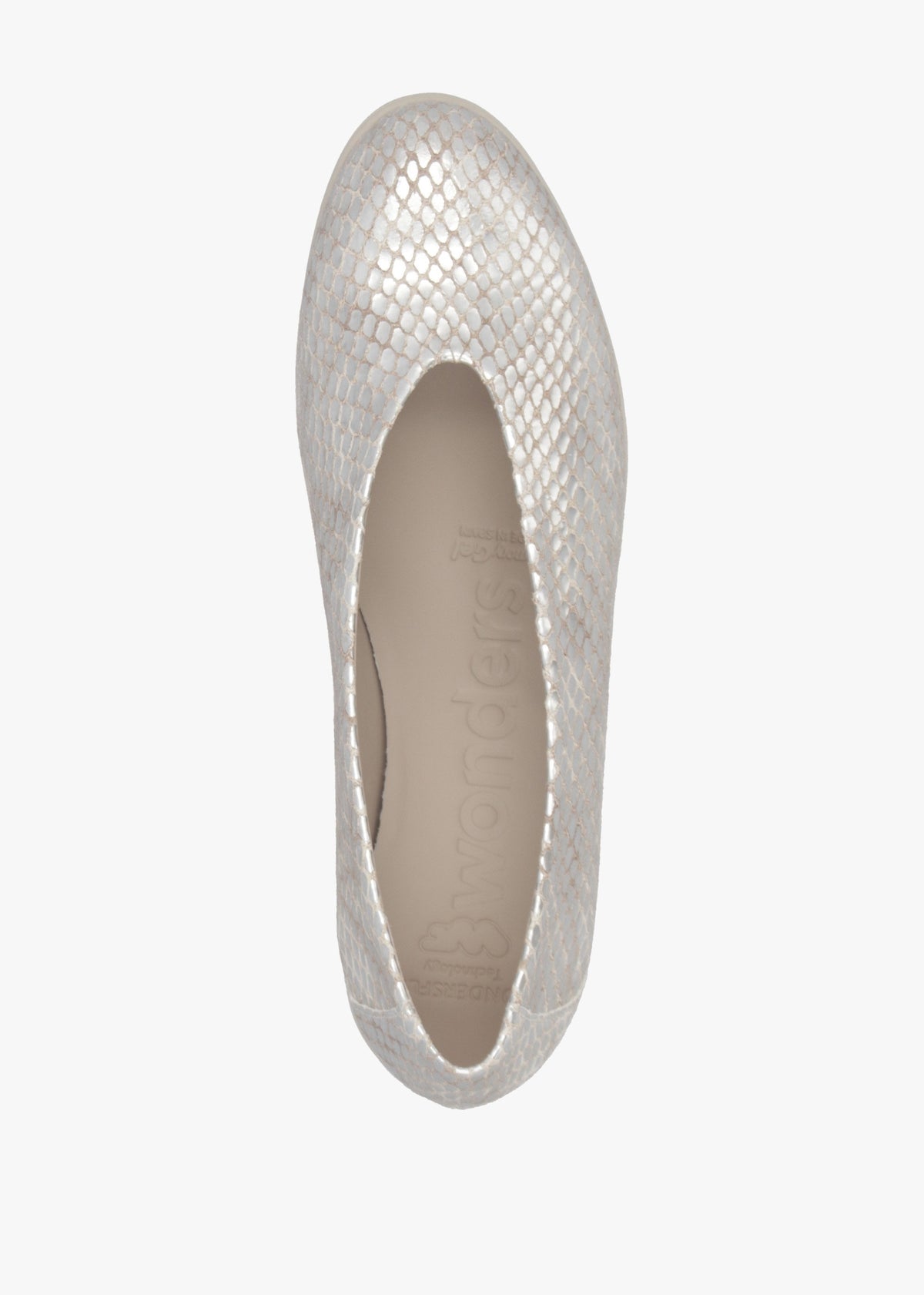 Flyer Champagne Leather Snake Print Low Wedge Court Shoes
