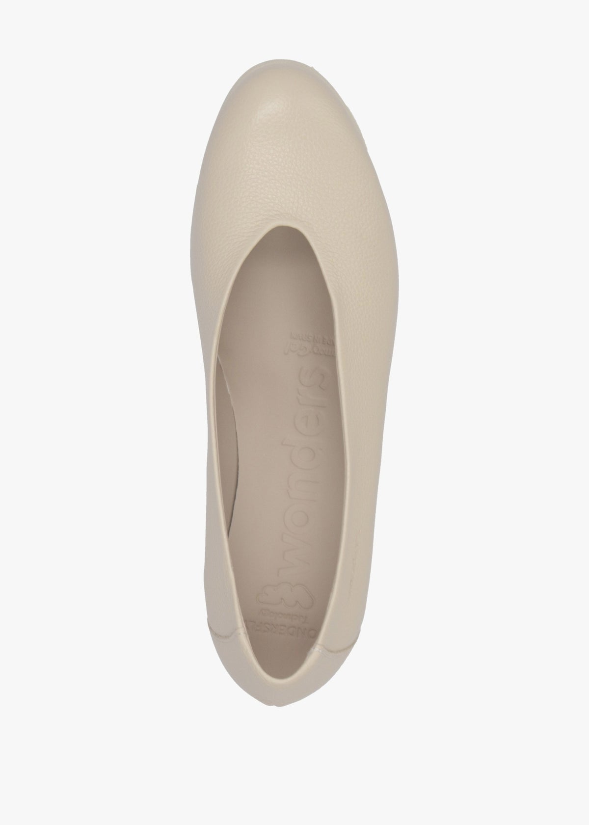 Flyer Beige Leather Low Wedge Court Shoes
