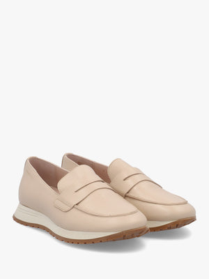 Towanda Beige Leather Loafers