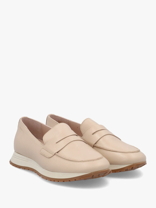 Towanda Beige Leather Loafers