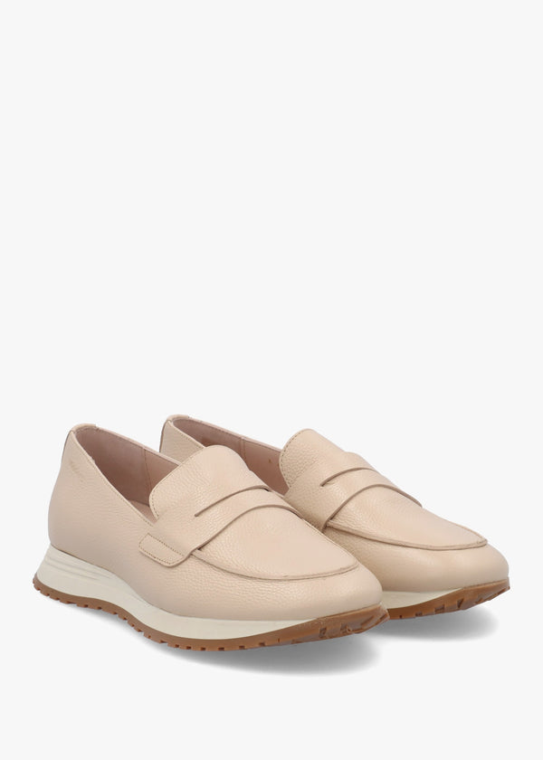 Towanda Beige Leather Loafers