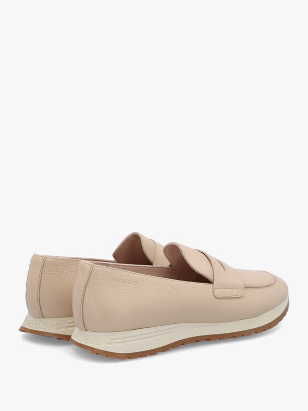 Towanda Beige Leather Loafers