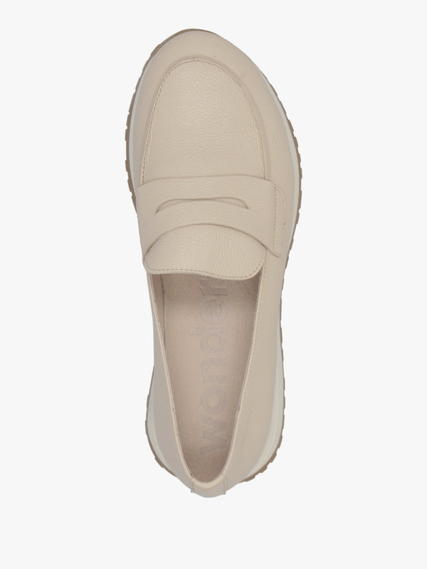 Towanda Beige Leather Loafers