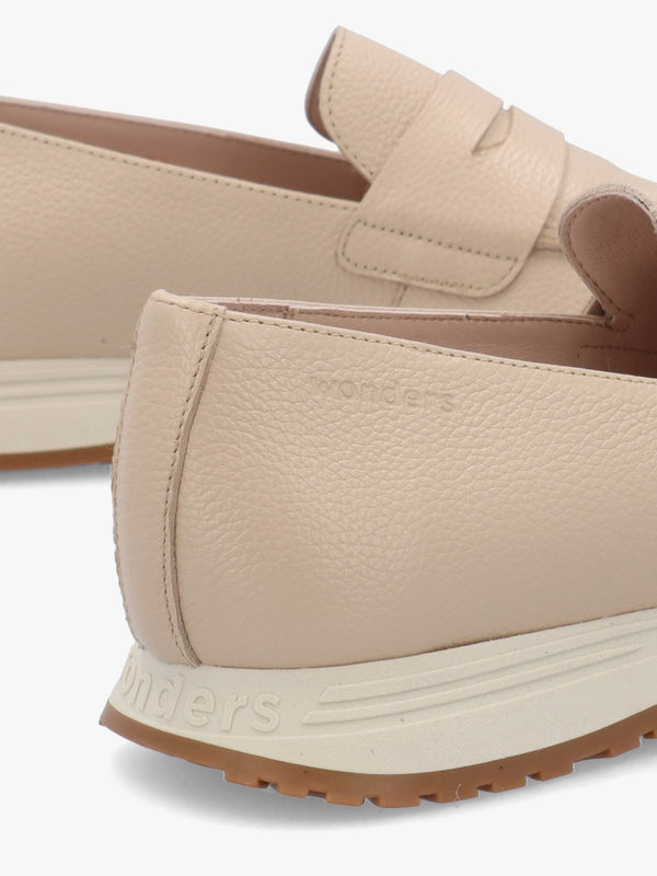 Towanda Beige Leather Loafers