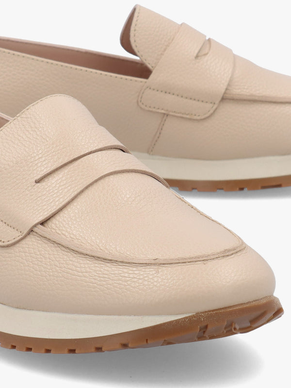 Towanda Beige Leather Loafers
