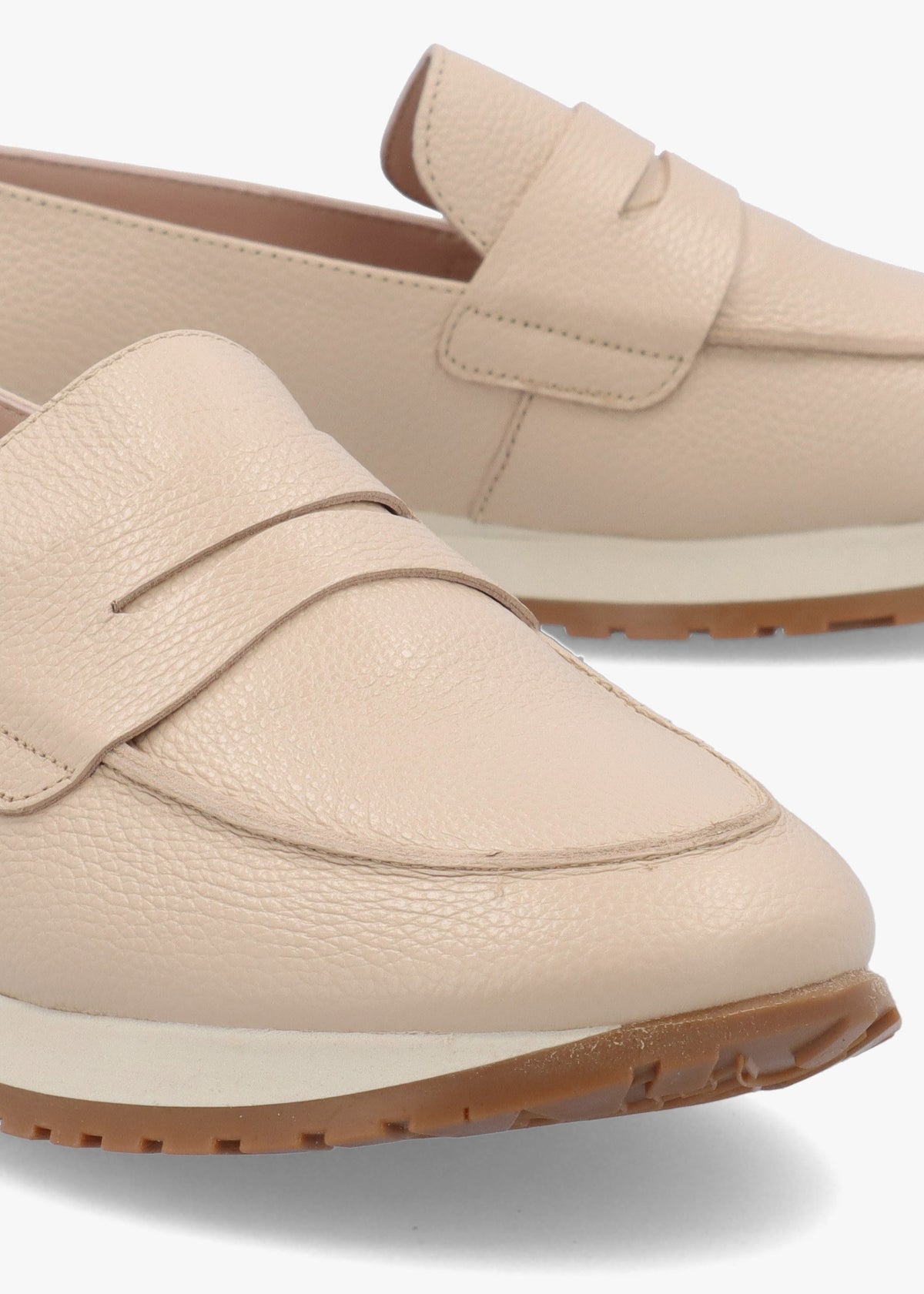 Towanda Beige Leather Loafers