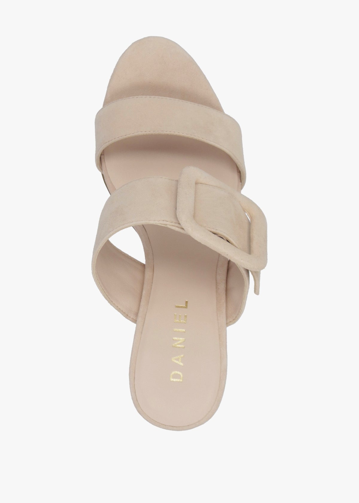 Eilish Nude Suede Buckle Heeled Mules