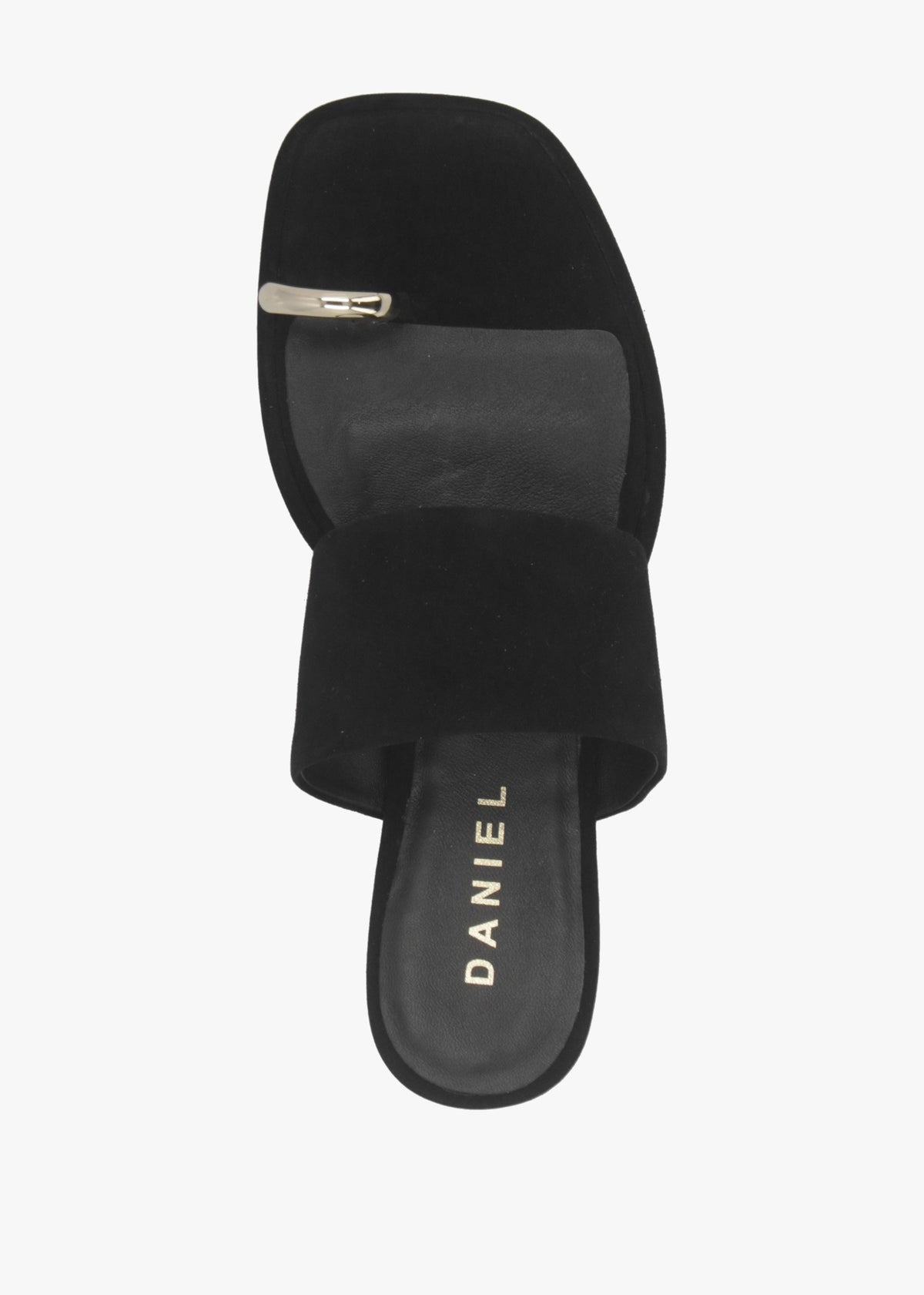 Eloop Black Suede Ring Toe Post Flat Sandals