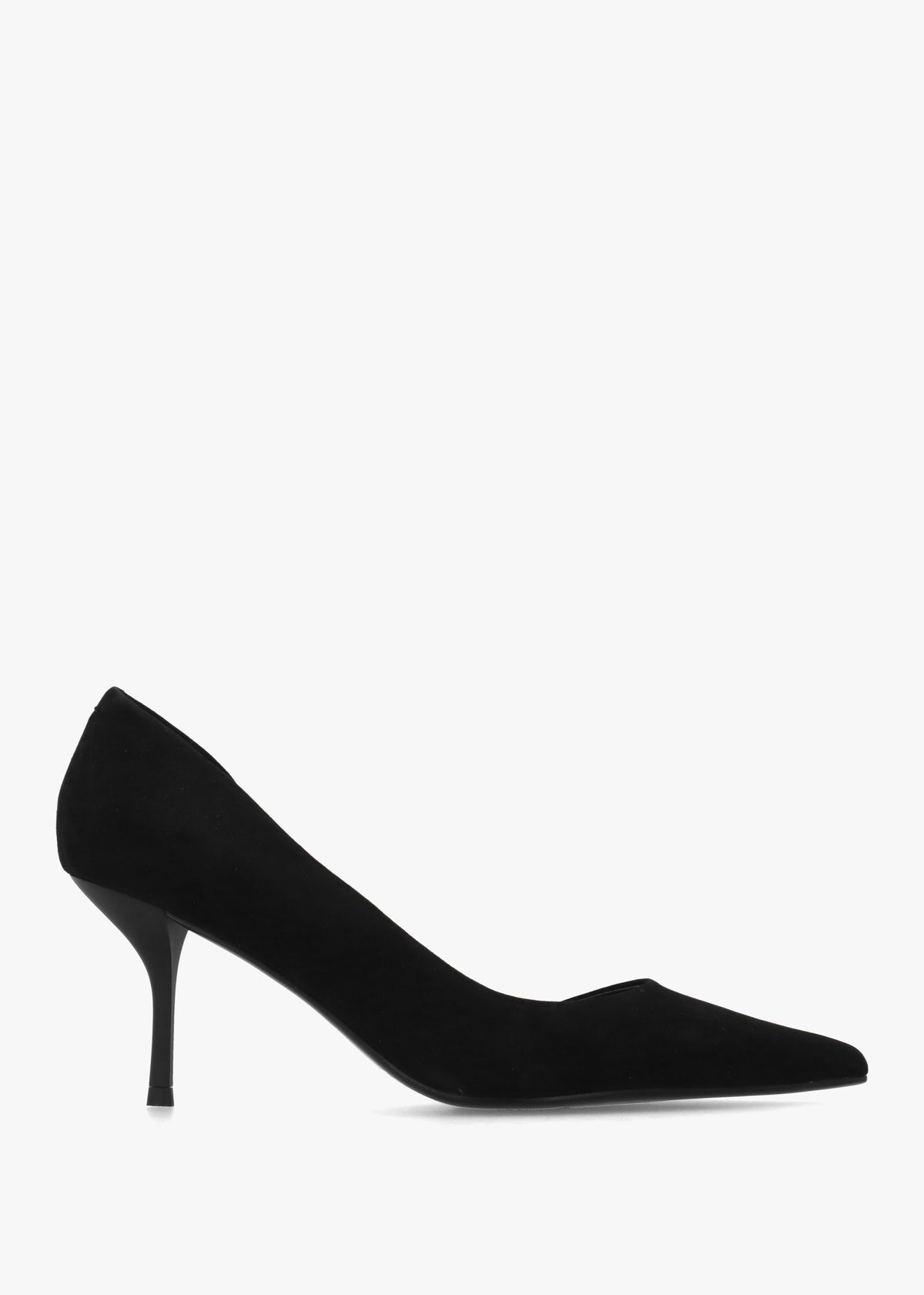 Emma D’Orsay Black Suede Mid Heel Court Shoes