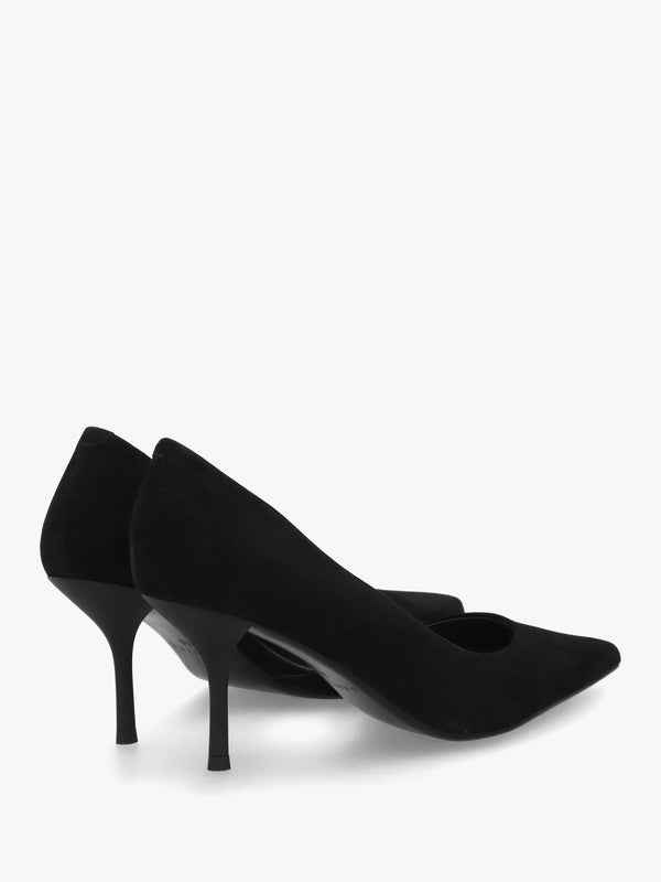 Emma D’Orsay Black Suede Mid Heel Court Shoes