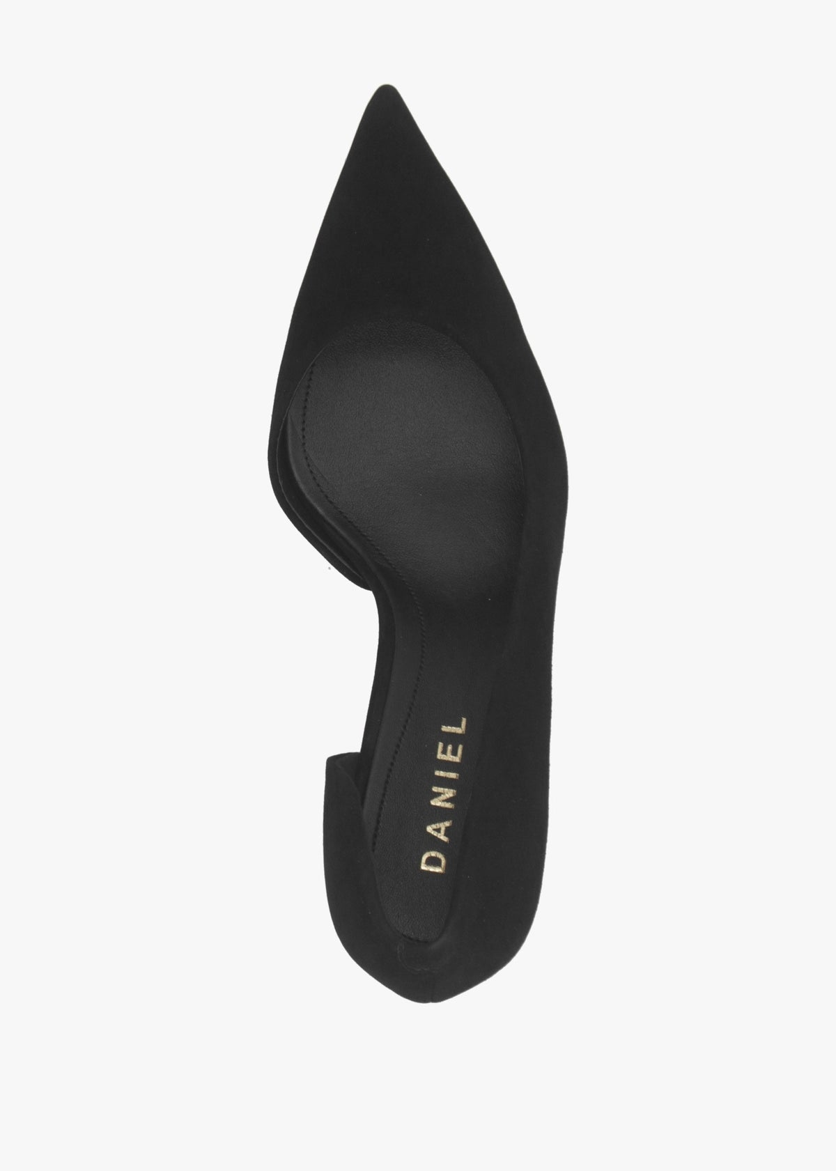 Emma D’Orsay Black Suede Mid Heel Court Shoes