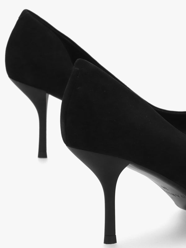 Emma D’Orsay Black Suede Mid Heel Court Shoes
