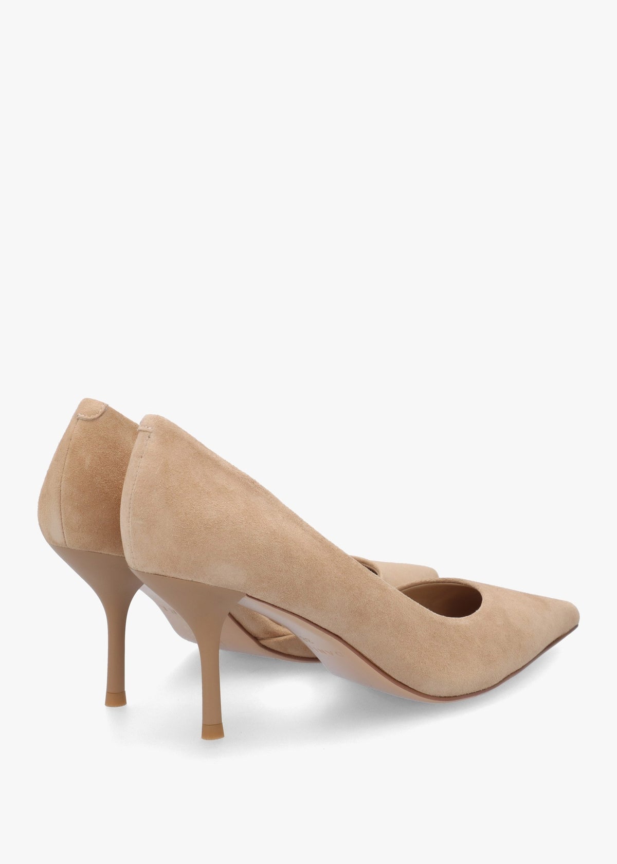 Emma D’Orsay Beige Suede Mid Heel Court Shoes