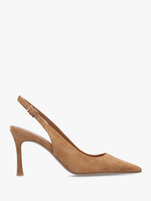 Enjoy Tan Suede Mid Heel Sling Back Court Shoes