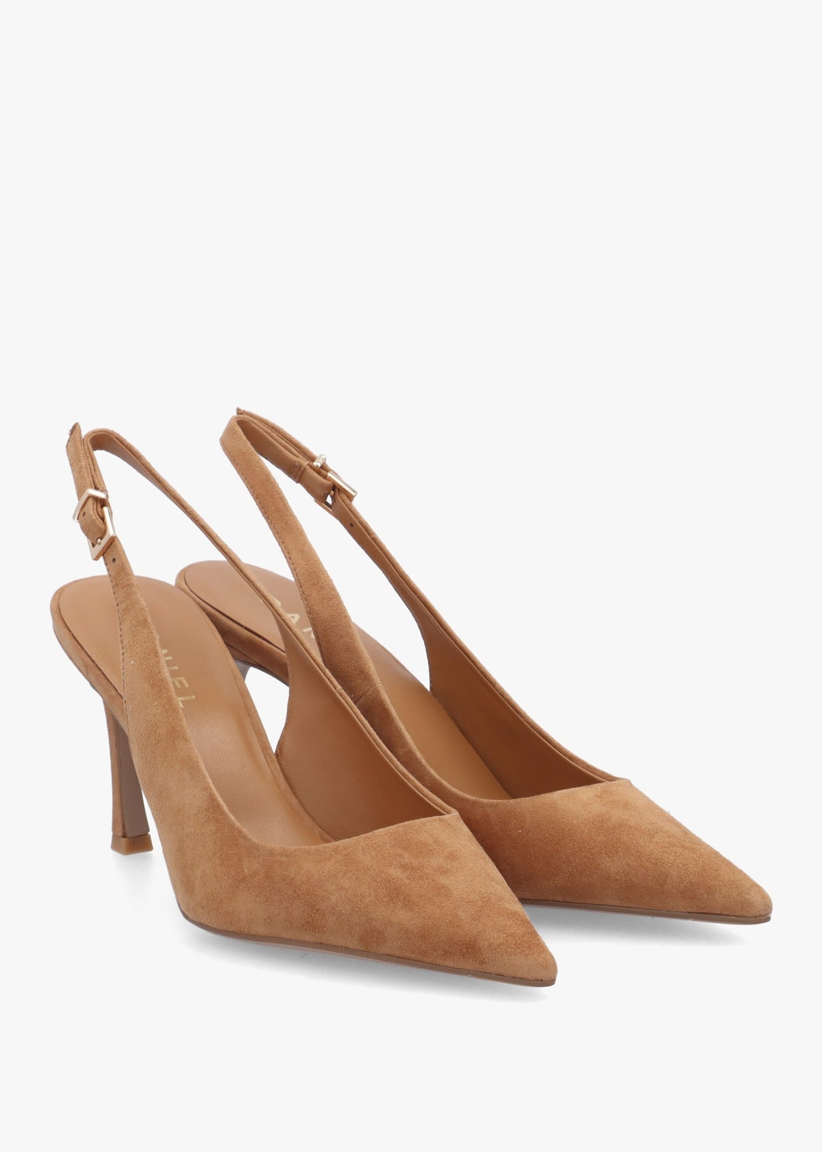 Enjoy Tan Suede Mid Heel Sling Back Court Shoes