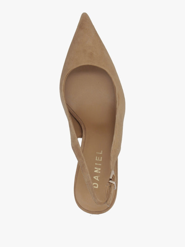 Enjoy Tan Suede Mid Heel Sling Back Court Shoes