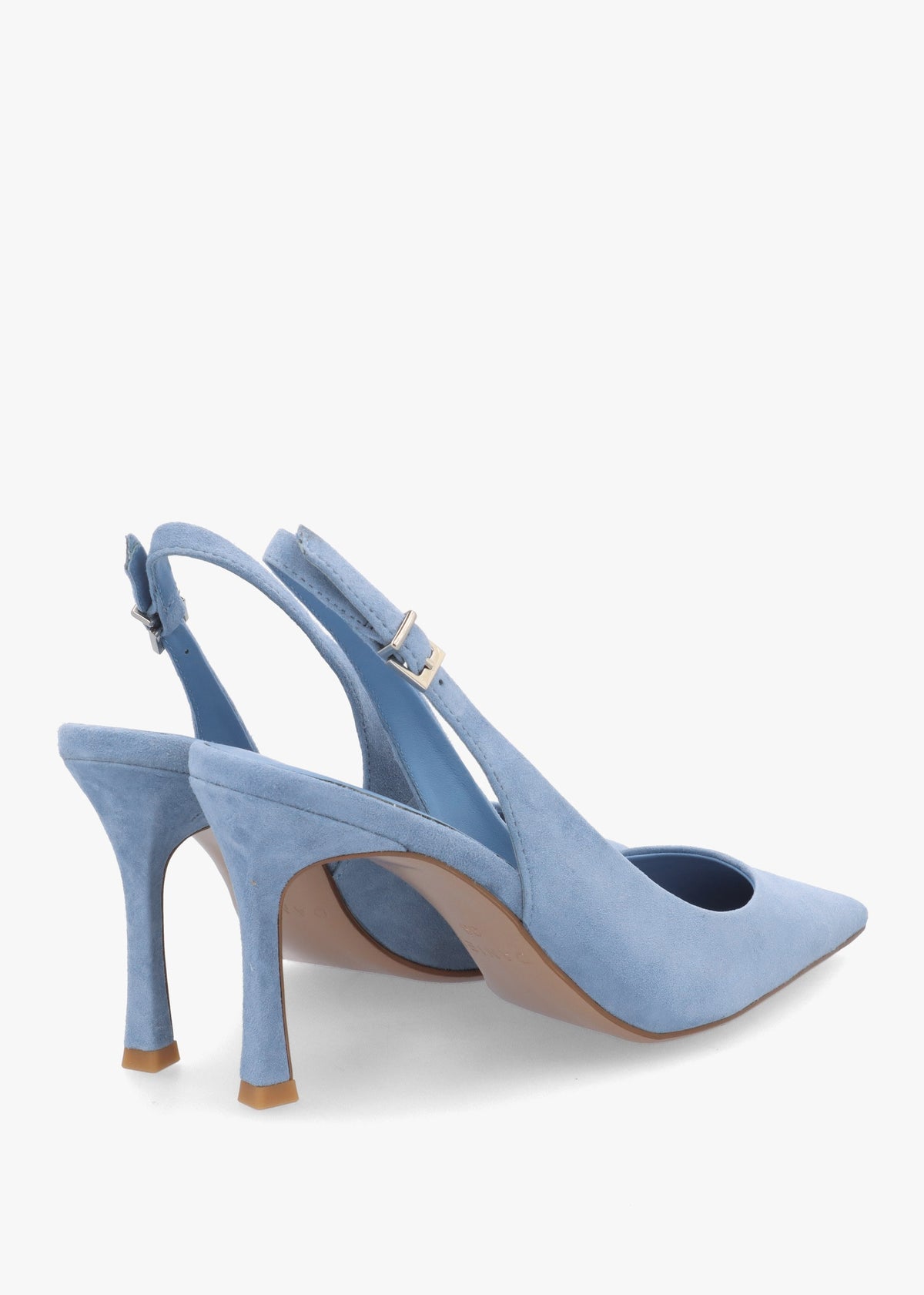 Enjoy Blue Suede Mid Heel Sling Back Court Shoes