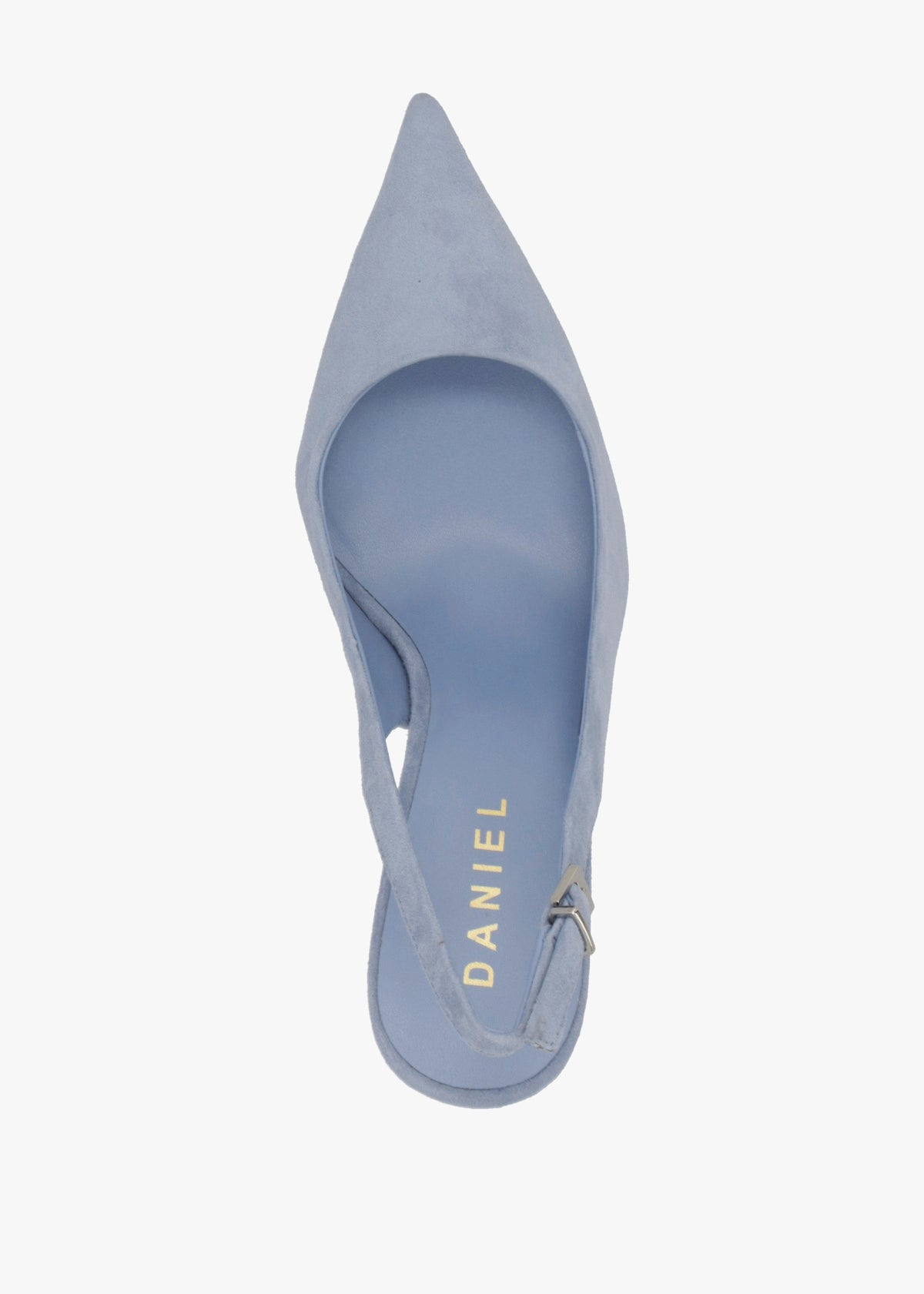 Enjoy Blue Suede Mid Heel Sling Back Court Shoes