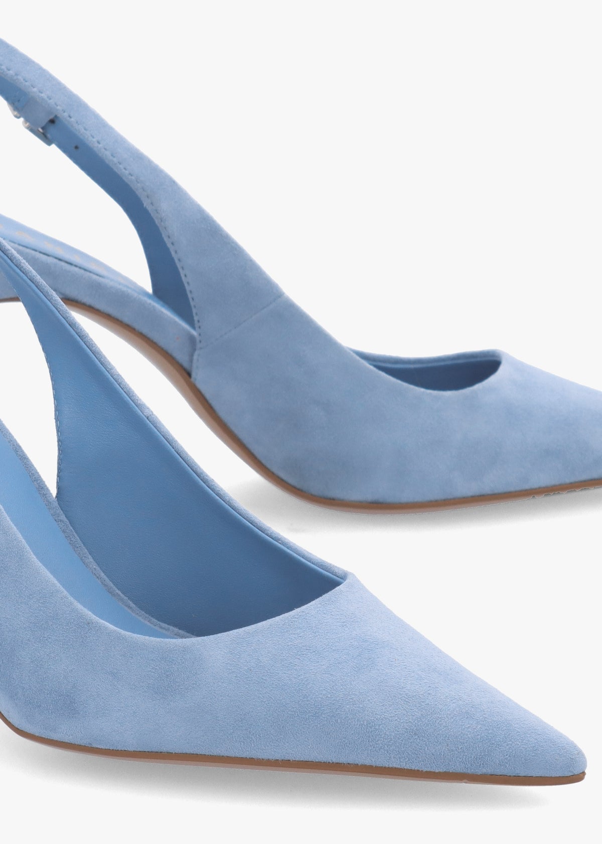 Enjoy Blue Suede Mid Heel Sling Back Court Shoes
