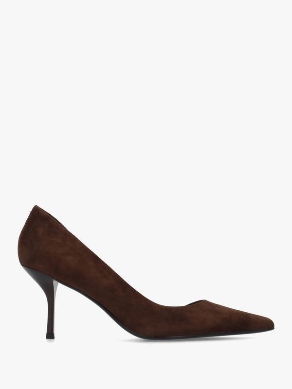 Emma D’Orsay Brown Suede Mid Heel Court Shoes