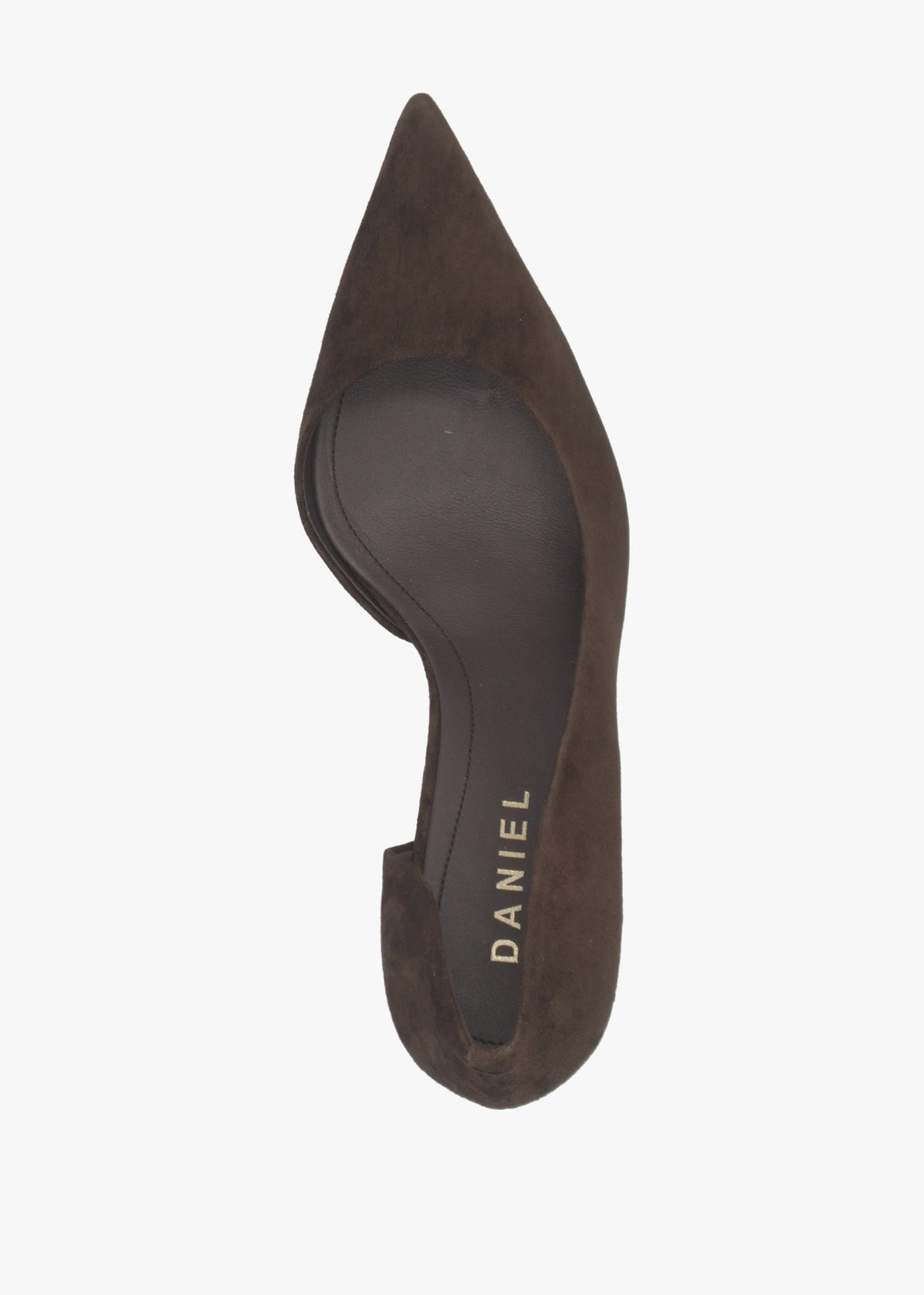 Emma D’Orsay Brown Suede Mid Heel Court Shoes