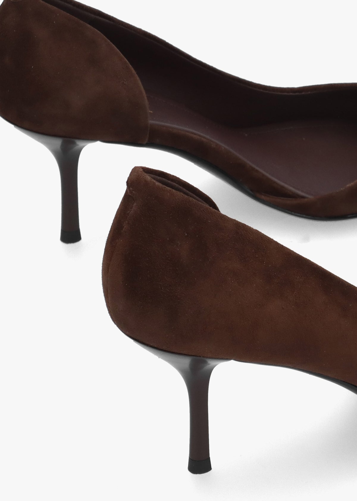 Emma D’Orsay Brown Suede Mid Heel Court Shoes