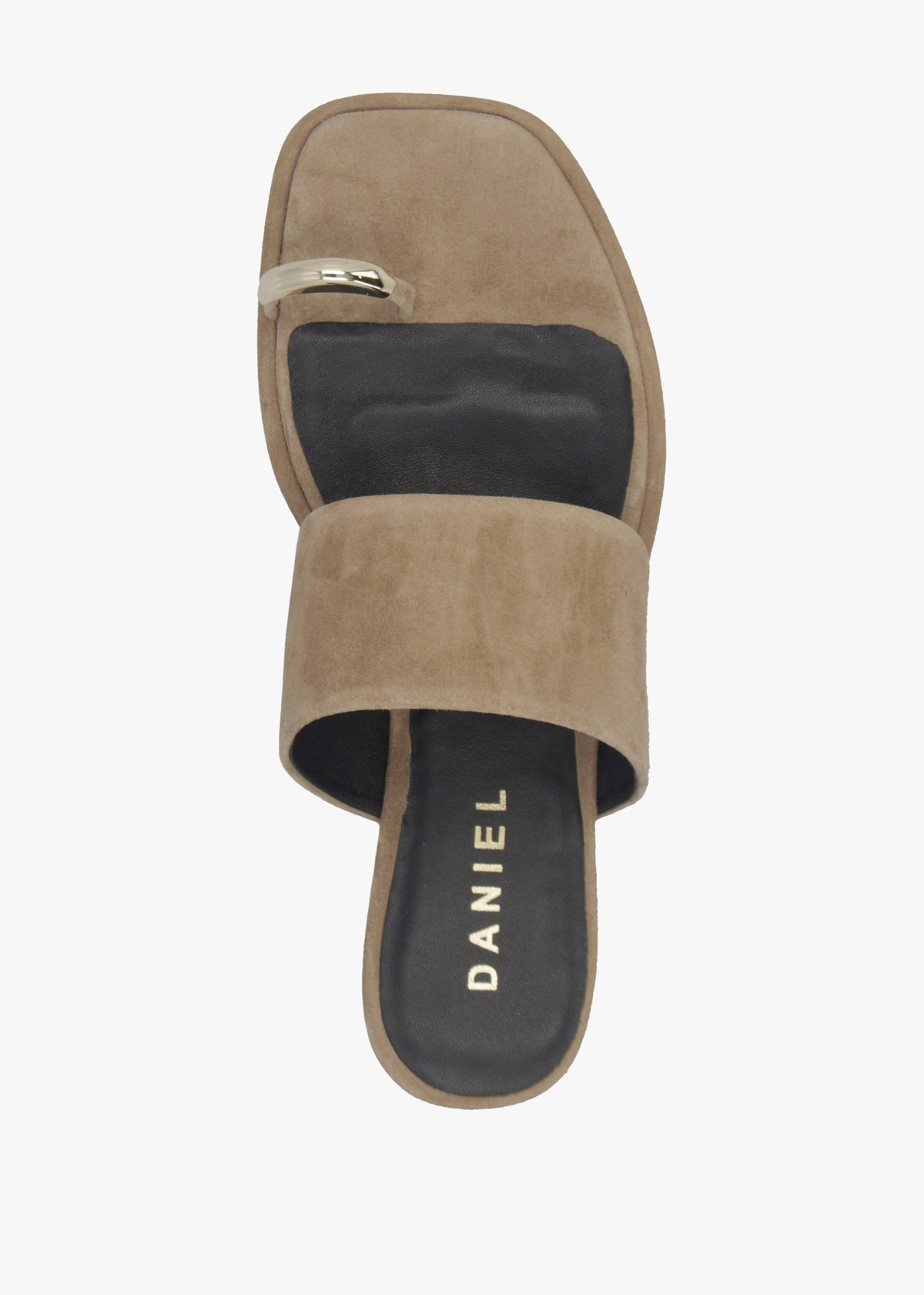 Eloop Beige Suede Ring Toe Post Flat Sandals