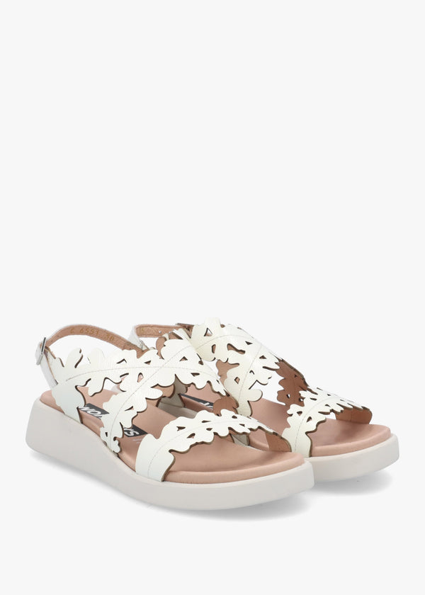 MAR 51 Off White Patent Leather Floral Sandals