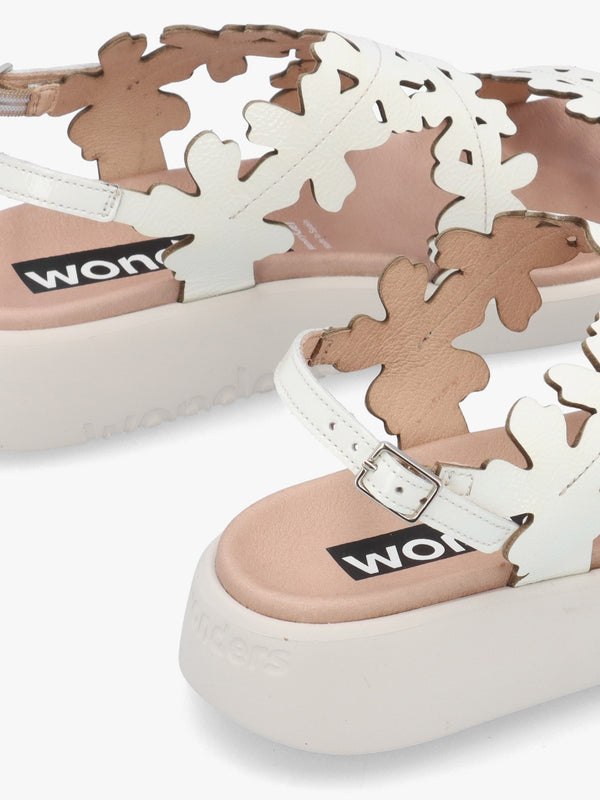 MAR 51 Off White Patent Leather Floral Sandals