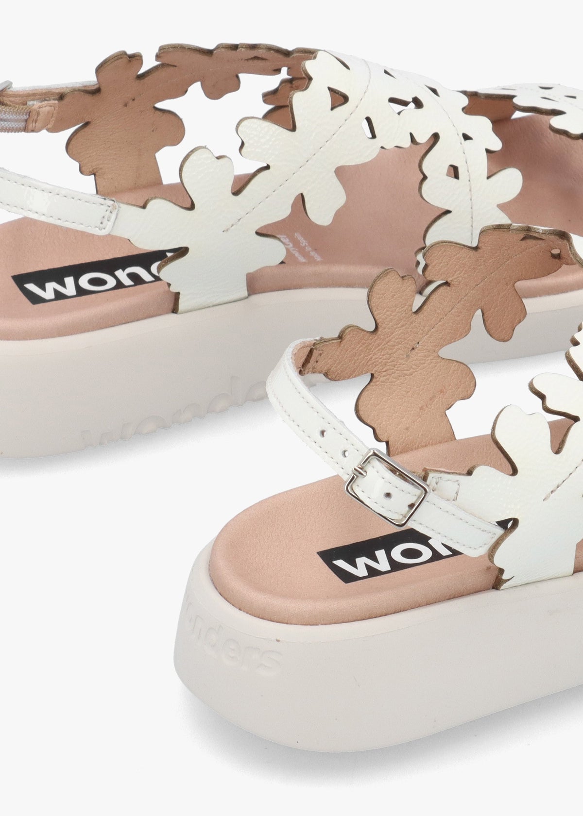 MAR 51 Off White Patent Leather Floral Sandals
