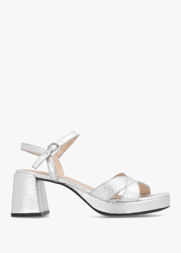 Zaida 20 Plata Leather Block Heel Platform Sandals