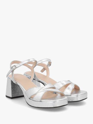 Zaida 20 Plata Leather Block Heel Platform Sandals