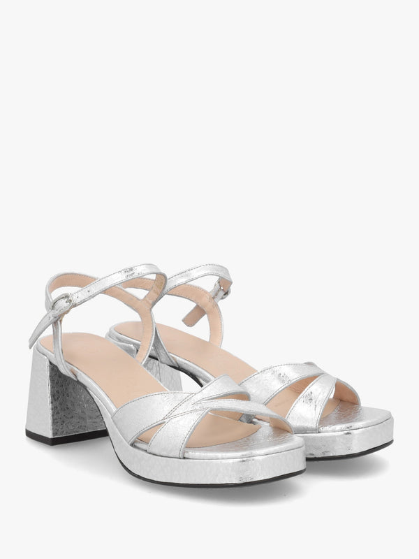 Zaida 20 Plata Leather Block Heel Platform Sandals