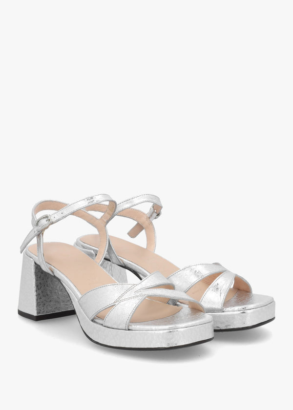 Zaida 20 Plata Leather Block Heel Platform Sandals