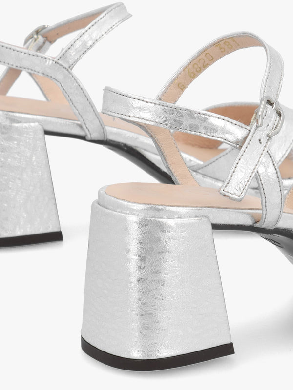 Zaida 20 Plata Leather Block Heel Platform Sandals