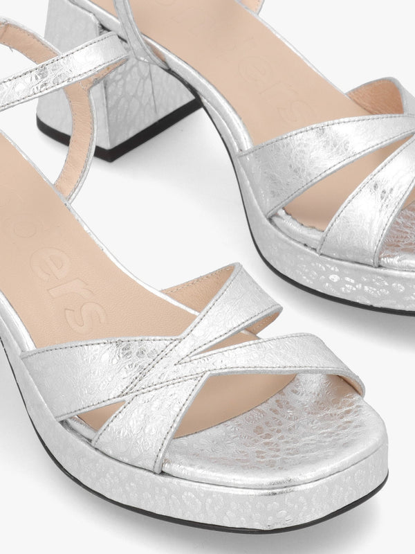 Zaida 20 Plata Leather Block Heel Platform Sandals