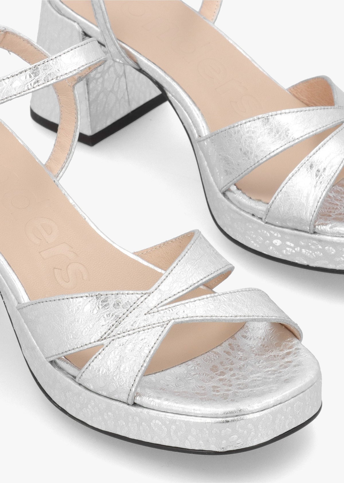 Zaida 20 Plata Leather Block Heel Platform Sandals