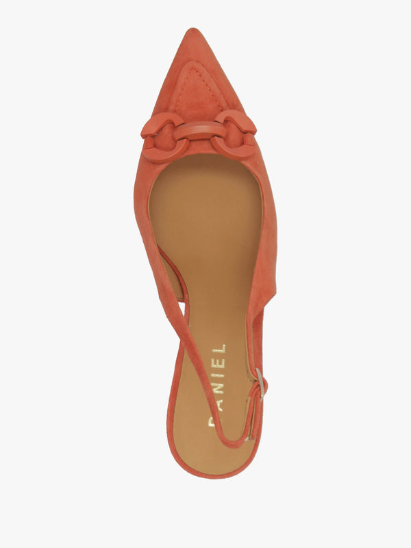 Eppie Orange Suede Mid Heel Sling Back Shoes