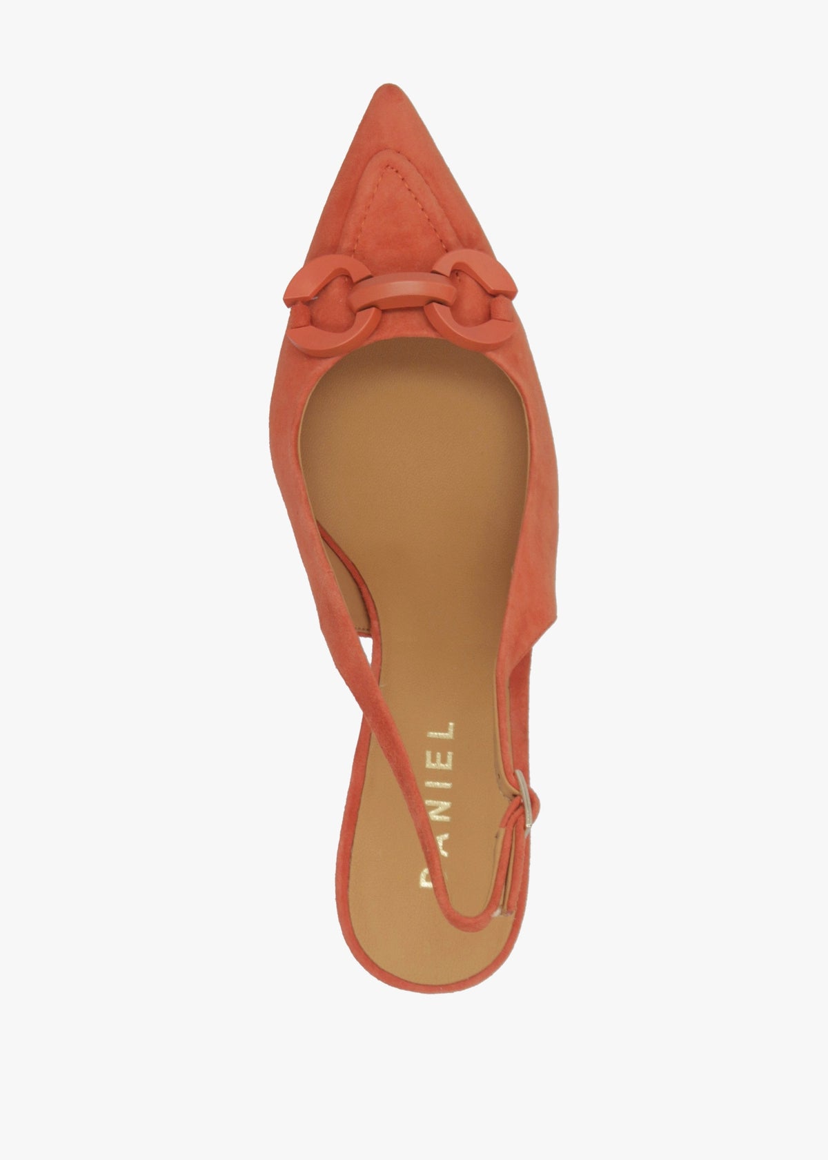 Eppie Orange Suede Mid Heel Sling Back Shoes