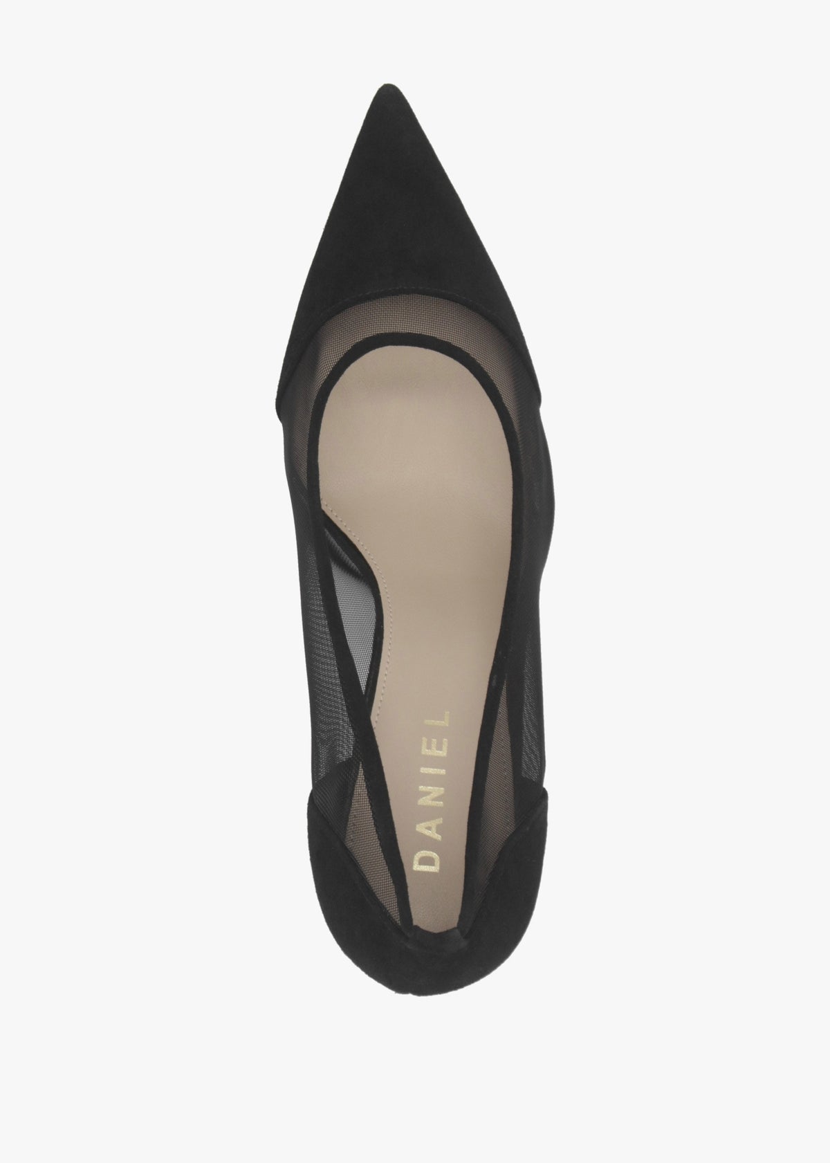 Elphaba Black Suede & Mesh Heeled Court Shoes