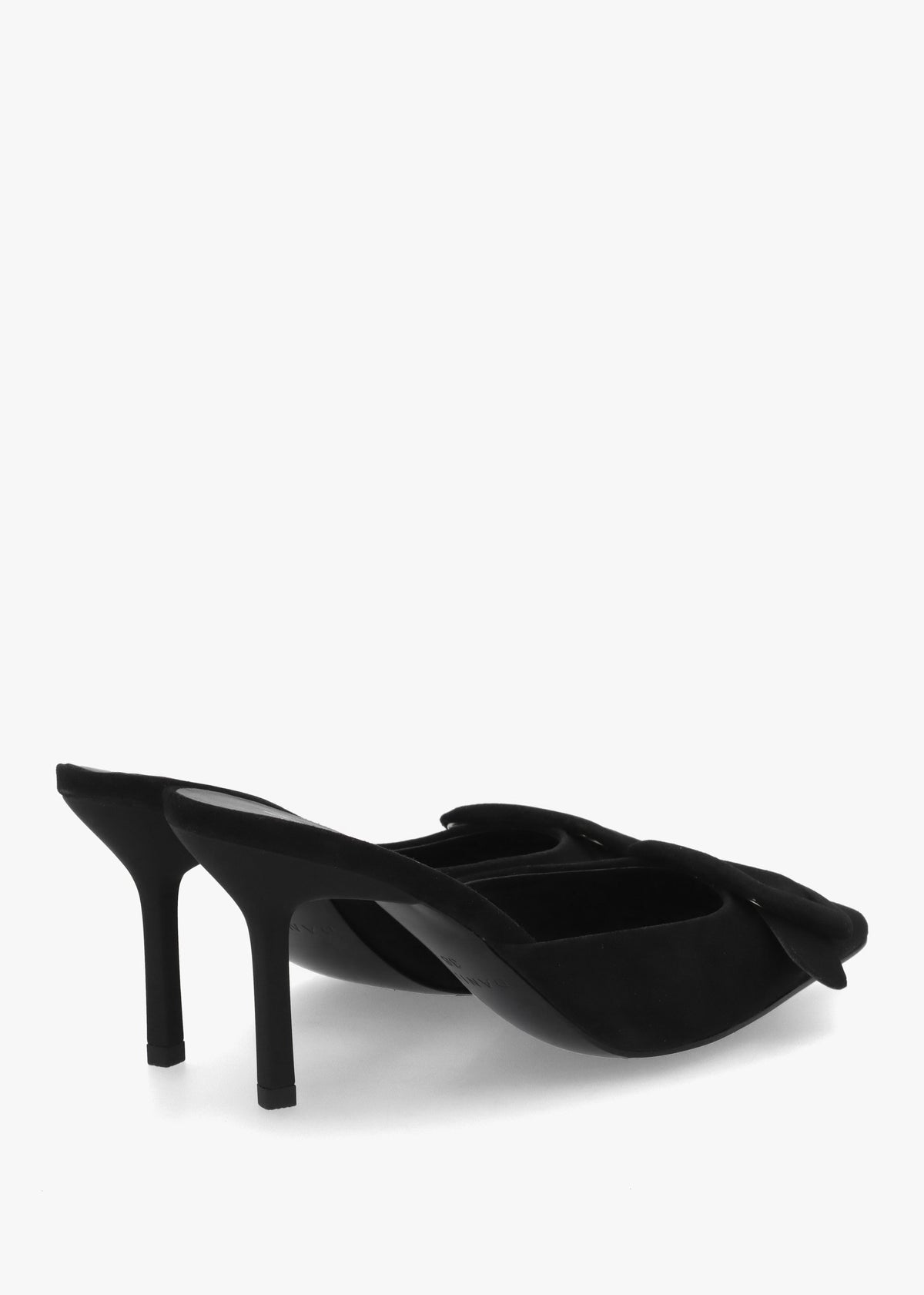 Etta Black Suede Buckle Trim Heeled Mules