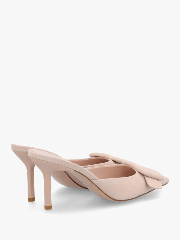 Etta Nude Suede Buckle Trim Heeled Mules