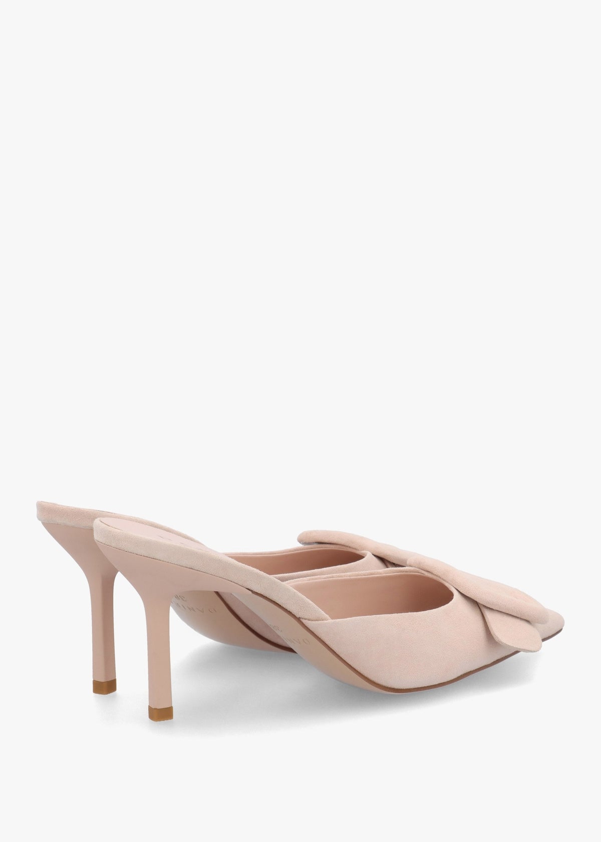 Etta Nude Suede Buckle Trim Heeled Mules