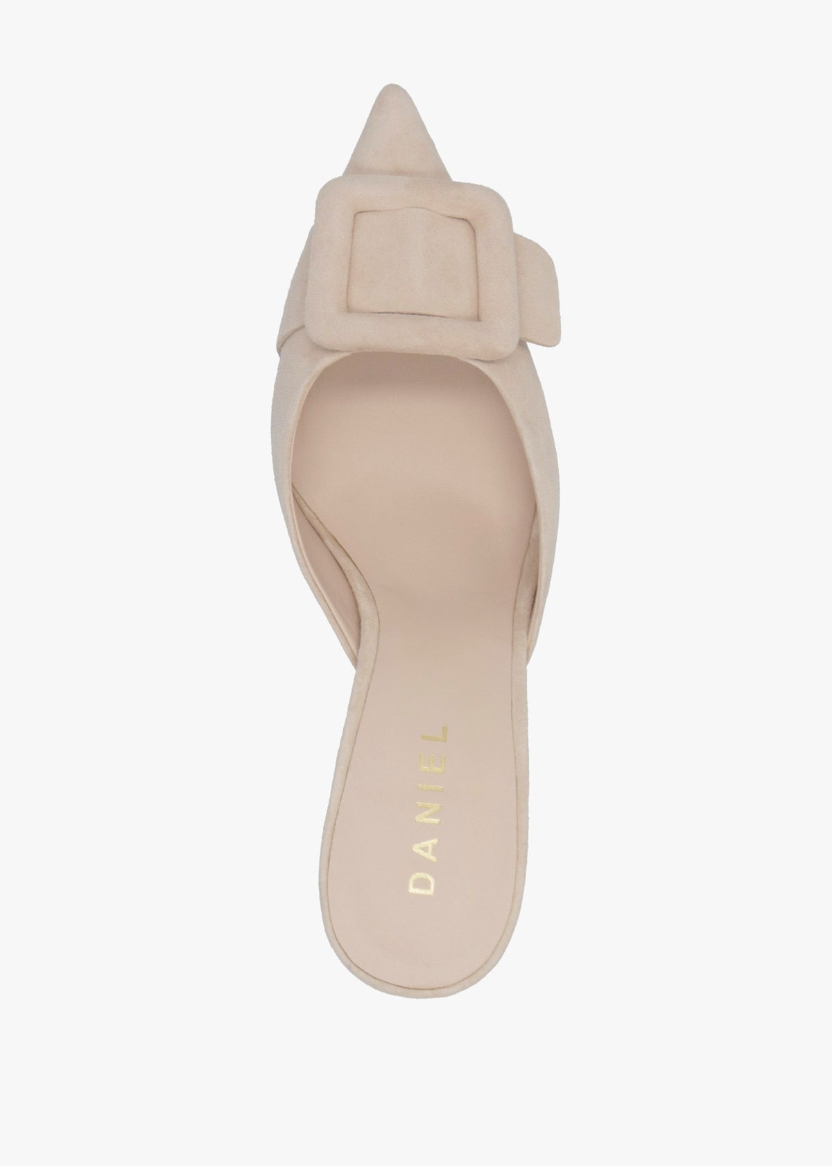 Etta Nude Suede Buckle Trim Heeled Mules
