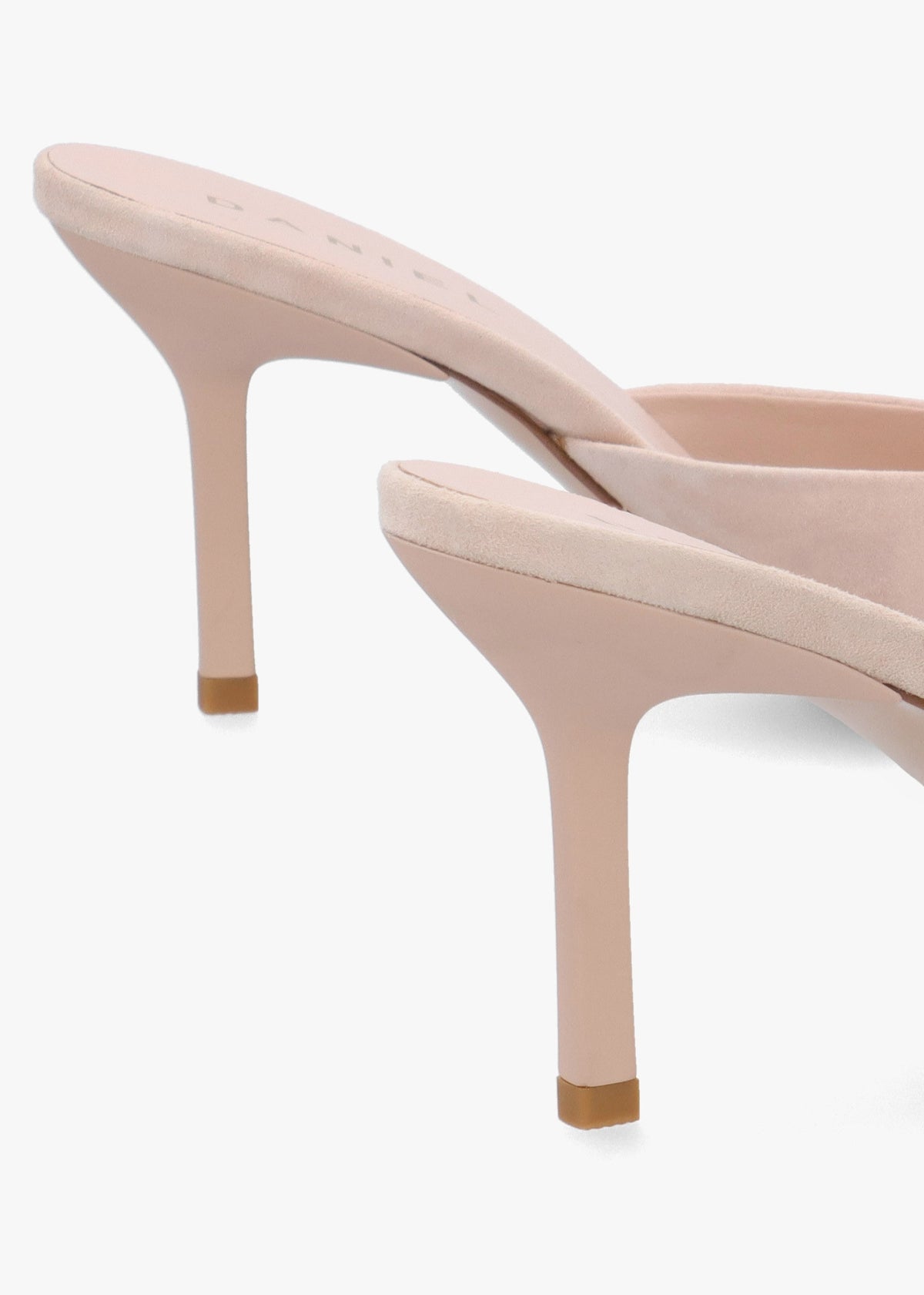 Etta Nude Suede Buckle Trim Heeled Mules